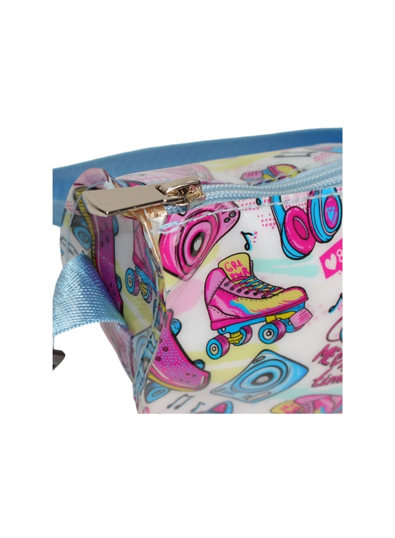 فانسي حقيبة خصر للبنات - لون أزرق فاتح بتصميم لوح تزلج - Image 3